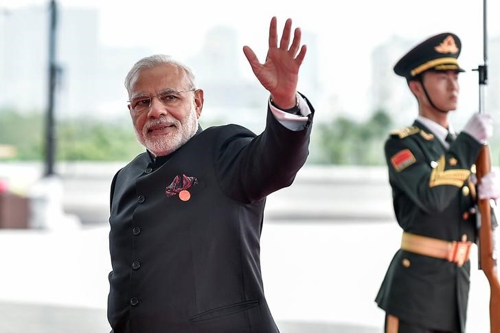 Prime Minister Narendra Modi of India arrives at the Hangzhou Exhibition Center to participate to G20 Summit in Hangzhou Zhejiang province China