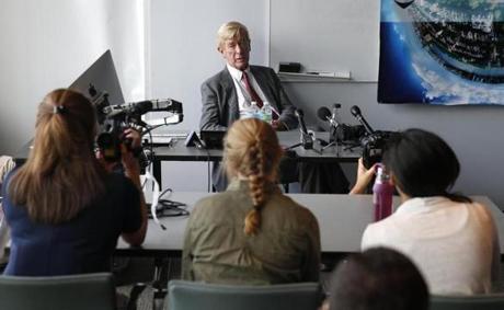 Former governor Bill Weld who is running for vice president on the Libertarian Party ticket spoke to students at Emerson College in Boston on Thursday