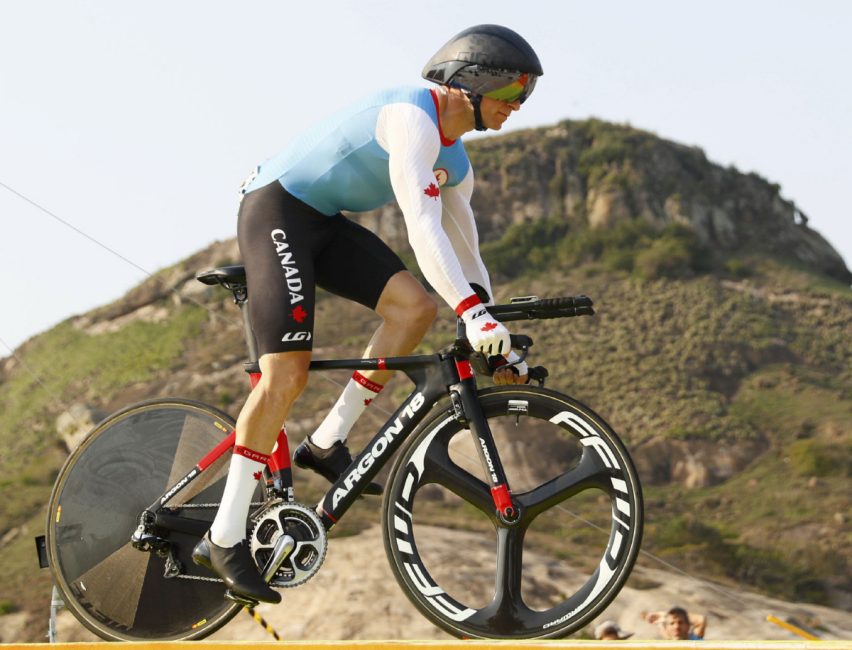 Gold medalist Tristen Chernove of Canada competes in the time trial at the Rio Paralympics