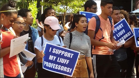 Students at the Long Island University campus in Brooklyn picketed outside the college in support of their instructors this past Tuesday. About 400 full-time and adjunct members of the faculty at the private Brooklyn school were barred from their classroo