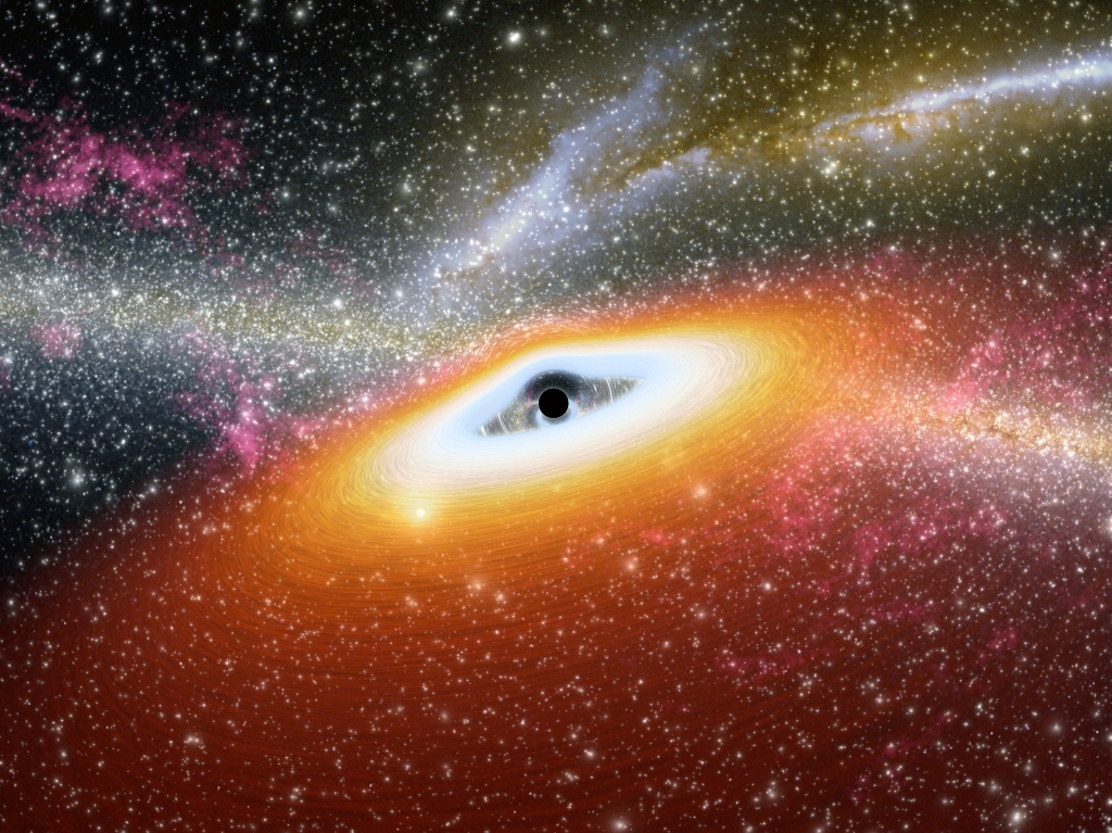 No escape Artist's conception of a supermassive black hole at the core of a young star-rich galaxy