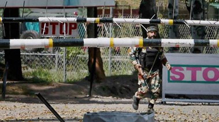 Uri An army soldier in action inside the Army Brigade camp during a terror attack in Uri Jammu and Kashmir on Sunday. PTI