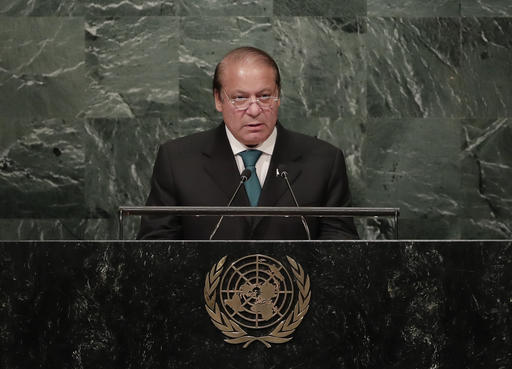 Muhammad Nawaz Sharif Prime Minister of Pakistan speaks during the 71st session of the United Nations General Assembly Wednesday Sept. 21 2016 at U.N. headquarters