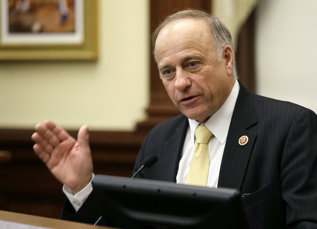 Republican U.S. Rep. Steve King of Iowa speaks in Des Moines. King told News Max TV in an interview published online