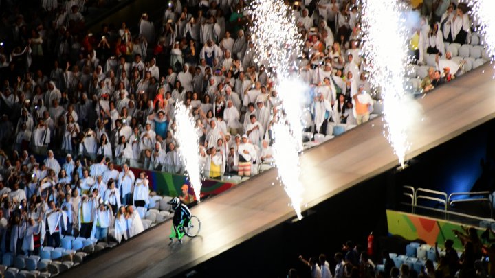 View of the opening ceremony of the Paralympic Games at Maracana Stadium in Rio de Janeiro Brazil