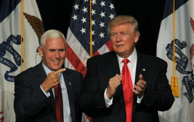 Trump and Pence appear at a rally in Des Moines Iowa Aug. 5 2016