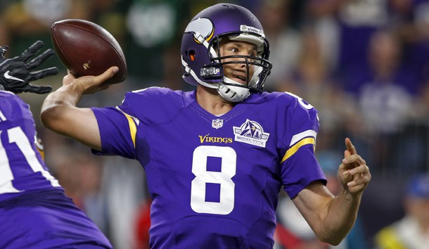 Sep 18 2016 Minneapolis MN USA Minnesota Vikings quarterback Sam Bradford against the Green Bay Packers in the first quarter at U.S. Bank Stadium