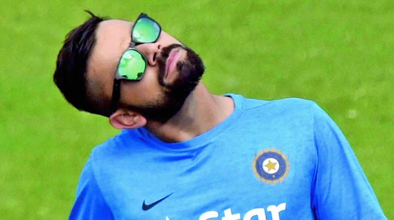 Virat Kohli during a training session in Kanpur