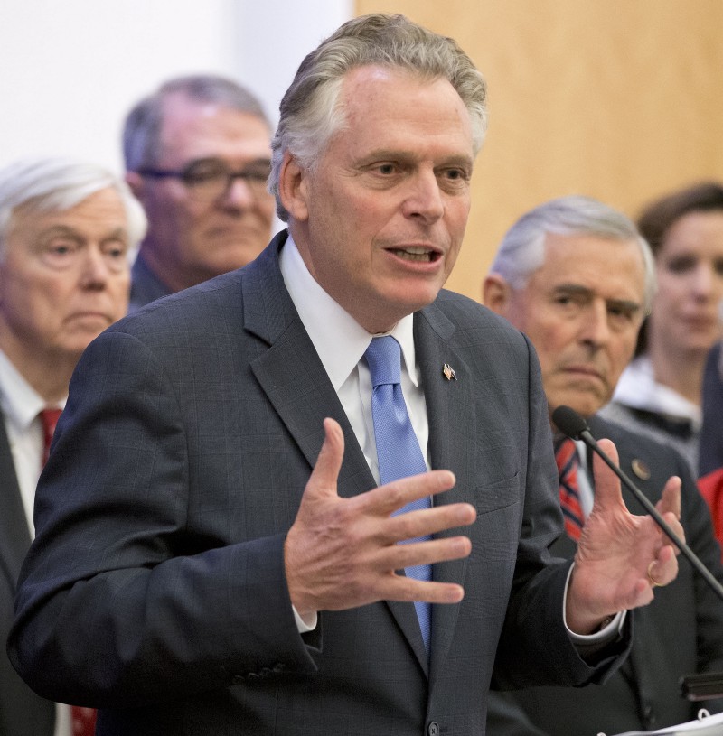 Virginia Gov. Terry Mc Auliffe during a press conference at the Capitol in Richmond VA. CREDIT AP