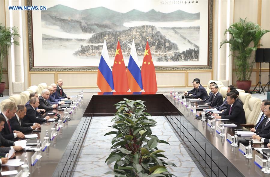 Chinese President Xi Jinping meets with Russian President Vladimir Putin who is here to attend the Group of 20 summit in Hangzhou capital of east China