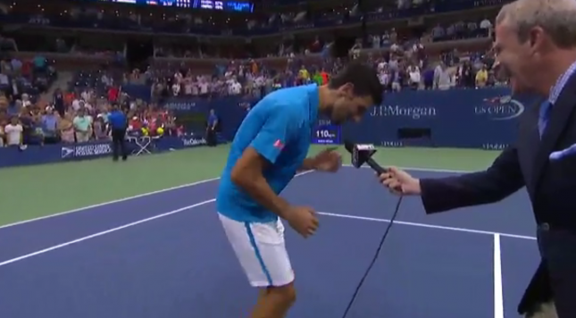 WATCH Novak Djokovic breaks out in song and dance during on-court interview		Posted by	Andrew Coppens