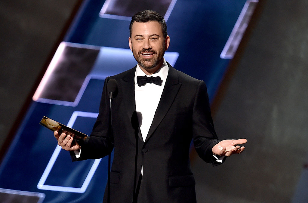 LOS ANGELES CA- SEPTEMBER 20 TV personality Jimmy Kimmel speaks onstage during the 67th Annual Primetime Emmy Awards at Microsoft Theater