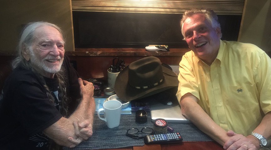 Willie Nelson and Gov. Terry Mc Auliffe meet at Farm Aid