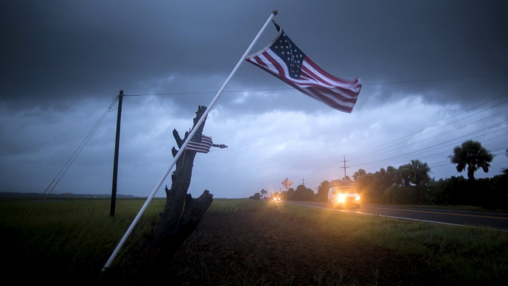 Winds and rain from Hurricane Hermine approach Highway 80 that leads to Tybee Island Georgia Friday. AP