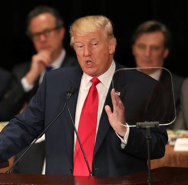 Republican presidential candidate Donald Trump speaks at a luncheon for the Economic Club of New York in New York Thursday Sept. 15 2016