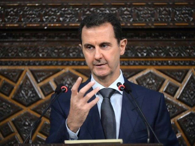 Syrian President Bashar al Assad addressing the new parliament in Damascus