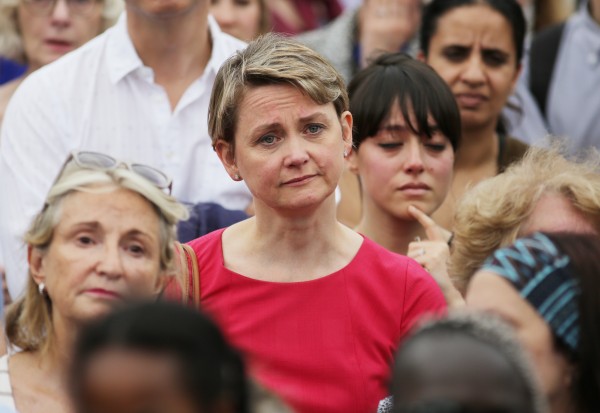 Yvette Cooper in the crowd during the rally in Trafalgar Square