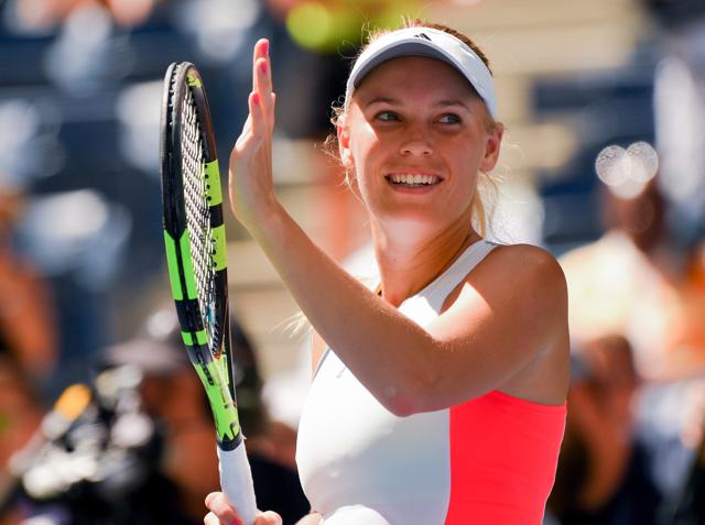 Wozniacki celebrates her win