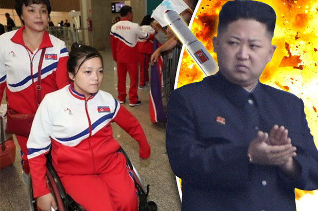 North Korea athlete Song Kum-jong arrives at Rio 2016 Paralympics and left Kim Jong-un