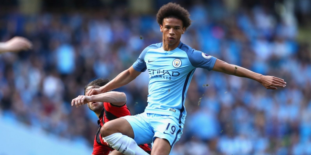 MANCHESTER ENGLAND- SEPTEMBER 17 Harry Arter of AFC Bournemouth fouls Leroy Sane of Manchester City  during the Premier League match between Manchester City and AFC Bournemouth at the Etihad Stadium