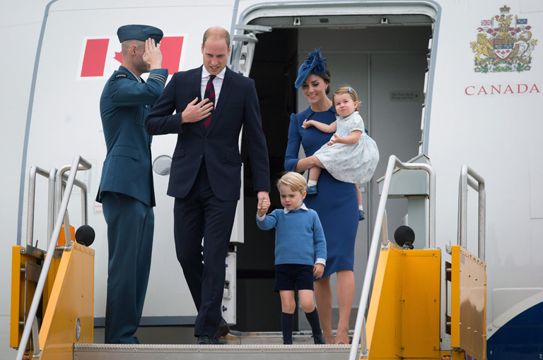 Britain's William and Kate the Duke and Duchess of Cambridge along with their children Prince George and Princess Charlotte arrive in Victoria British Columbia Saturday Sept. 24 2016