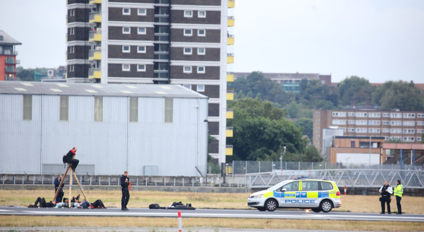 Runway protesters cause all London City Airport flights to be diverted