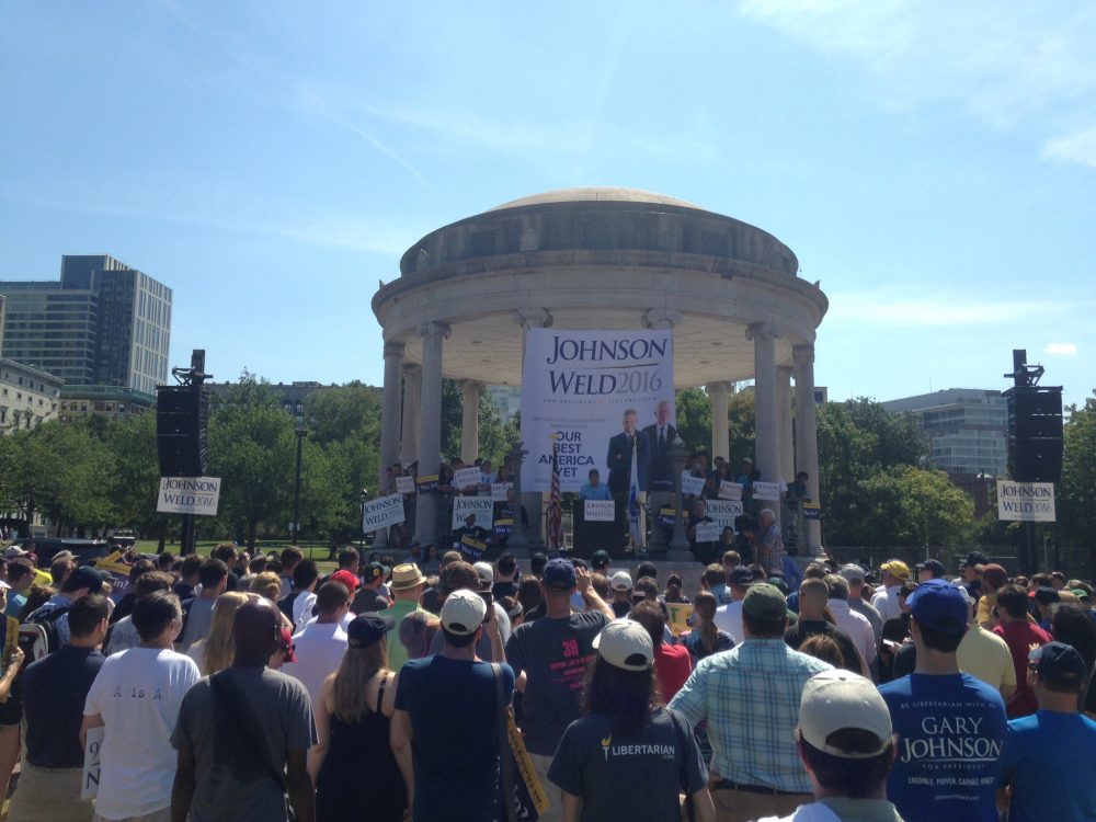 Gary Johnson campaigns on Boston Common Saturday afternoon