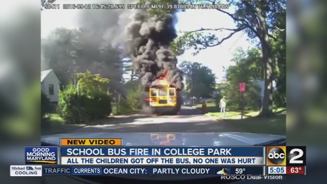 Prince George's Co. school bus catches fire (Video)