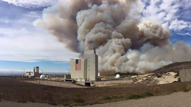 Raw: 16 Sq. Mile Fire on Calif. Air Force Base