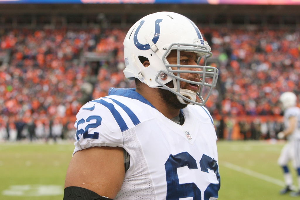 Jan 11 2015 Denver CO USA Indianapolis Colts center Khaled Holmes in the 2014 AFC Divisional playoff football game against the Denver Broncos at Sports Authority Field at Mile High. Mandatory Credit Chris Humphreys-USA TODAY Sports