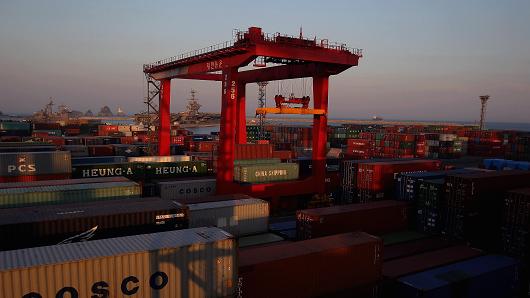 Containers at Busan Port in Busan South Korea