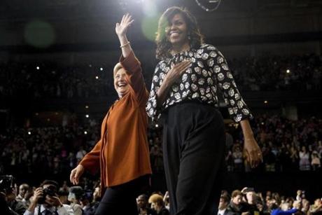 Hillary Clinton and Michelle Obama were in North Carolina while Donald Trump was in Ohio