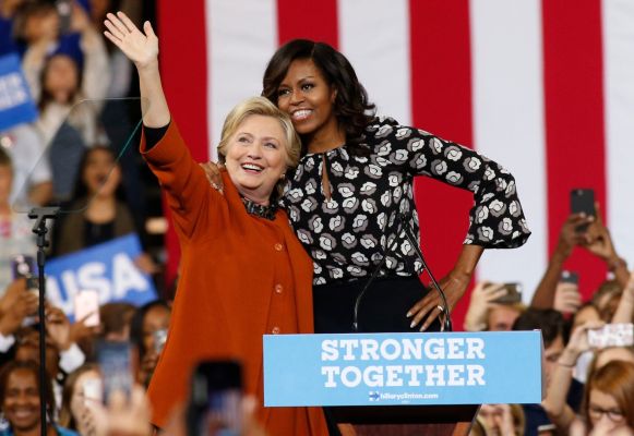 Hillary Clinton and Michelle Obama appear together for