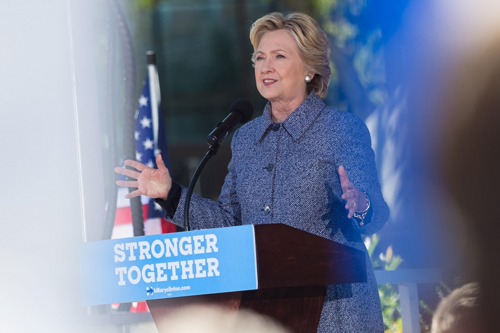 Hillary Clinton at Cowles Commons in downtown Des Moines