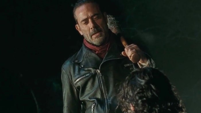 Jeffrey Dean Morgan as Negan in'The Walking Dead    
          Credit AMC