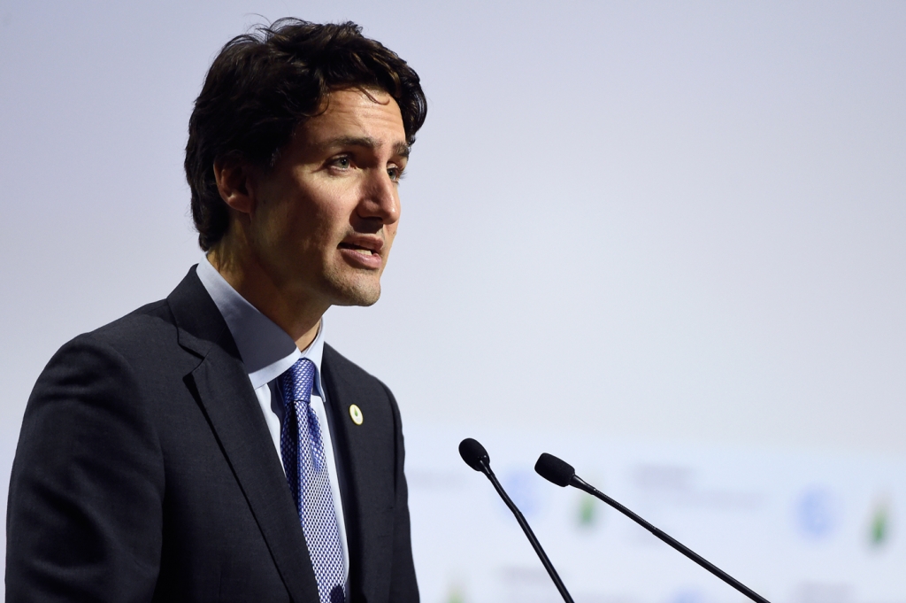 Justin Trudeau speaking at the UN's COP 21 climate conference in Paris last year