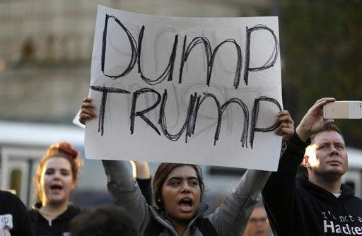 A protester in Seattle made her view clear the day after Donald Trump defeated Hillary Clinton for president