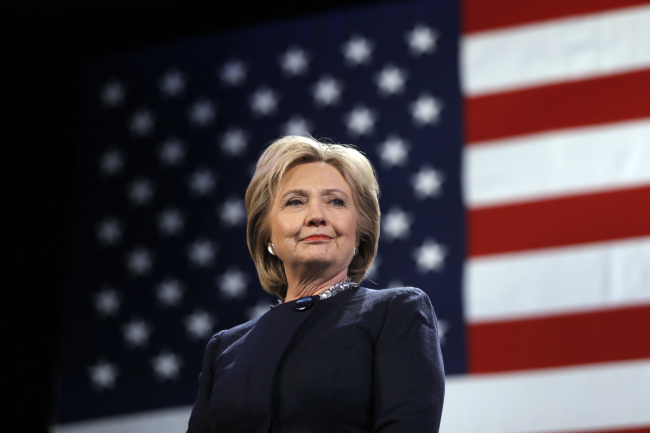 Democratic presidential candidate Hillary Clinton speaks in New York