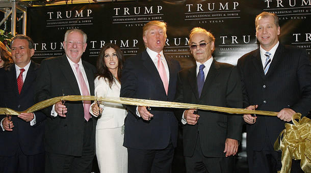 Donald Trump and some of his business executives attend an opening ceremony for a property in Las Vegas Nevada back in 2008. 
 Mark Garrison