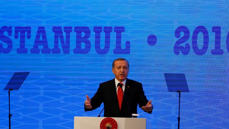 Turkish President Tayyip Erdogan makes a speech during the NATO Parliamentary Assembly 62nd Annual Session in Istanbul Turkey