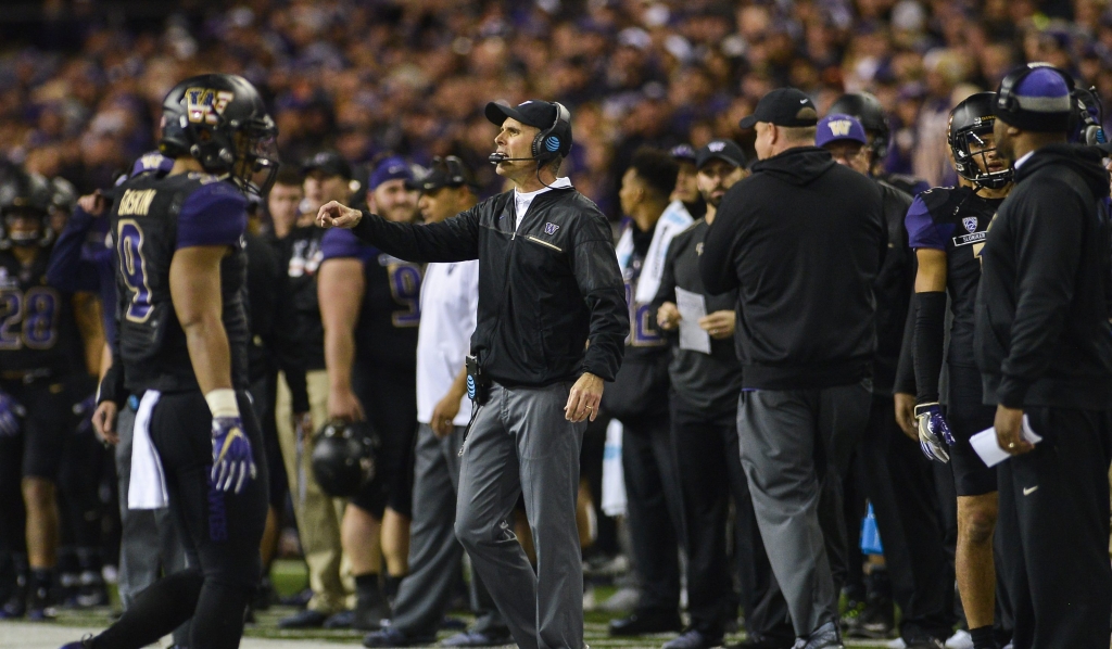 Husky's head coach Chris Petersen on Nov. 12 at Husky Stadium