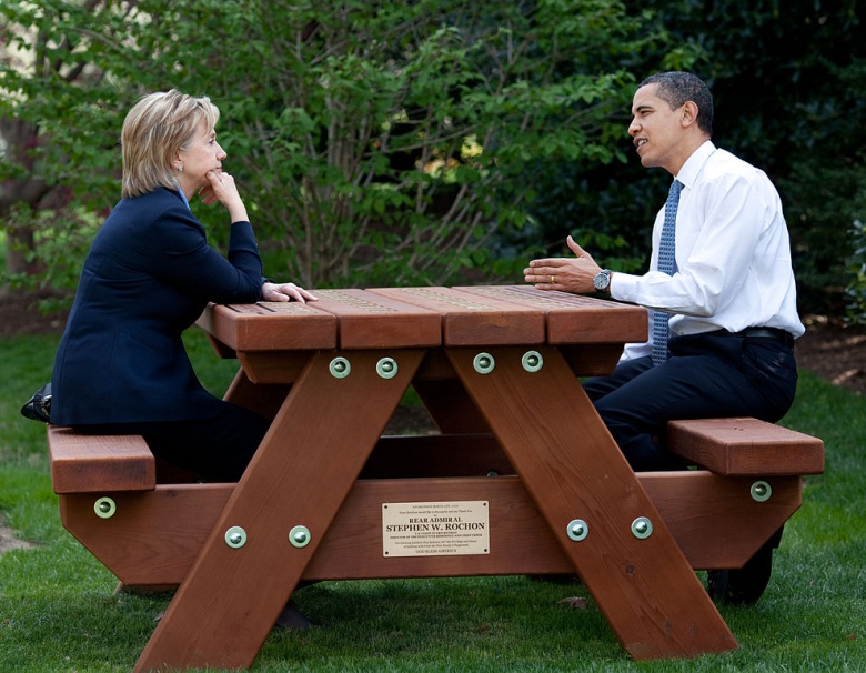 President Barack Obama and Secretary of State Hillary Rodham Clinton. Wikimedia Commons  The White House