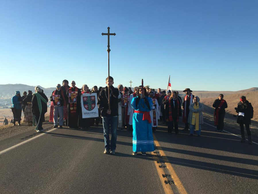 Members of clergy from across the country stand in solidarity with the Standing Rock Sioux in North Dakota last week