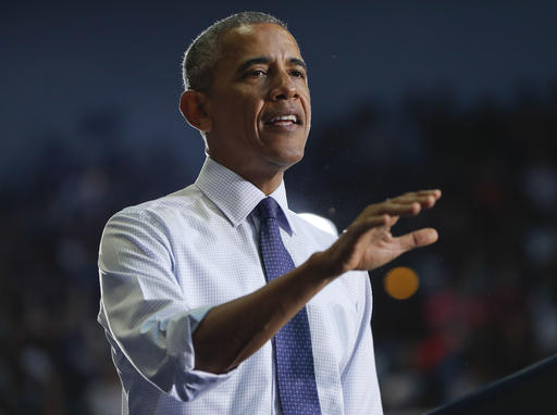 President Barack Obama speaks at a campaign rally for Democratic presidential candidate Hillary Clinton Thursday Nov. 3 2016 at the University of North Florida in Jacksonville Fla