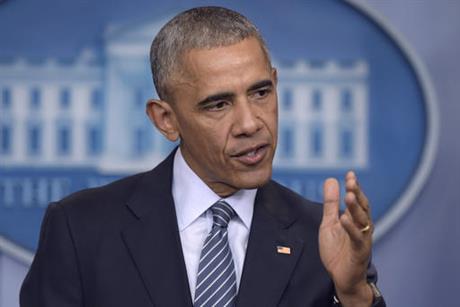 President Barack Obama speaks during a news conference in the Brady press briefing room at the White House in Washington Monday Nov. 14 2016