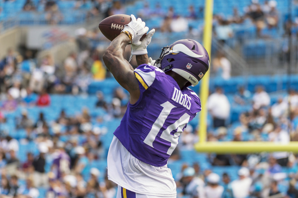 25 September 2016 Minnesota Vikings wide receiver Stefon Diggs in game action between the Minnesota Vikings and the Carolina Panthers at Bank of America Stadium in Charlotte NC