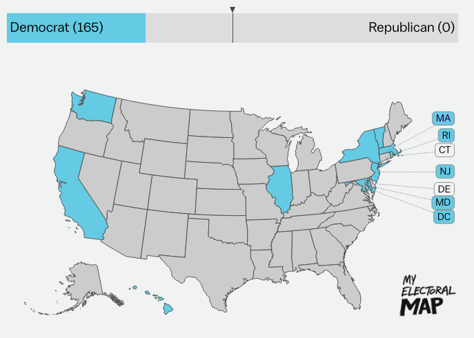 States that have signed on to the National Popular Vote Interstate Compact. They’re all blue