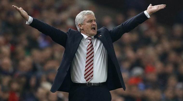 Mark Hughes Stoke city manager Mark Hughes Stoke City West Ham United Stoke city fans brawl london police english premier league football football news sports sports news