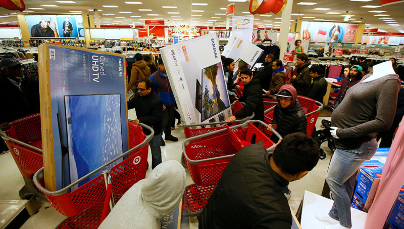 Guests take advantage of Target's Black Friday electronics sales on Thursday Nov. 24 2016 in Jersey City N.J