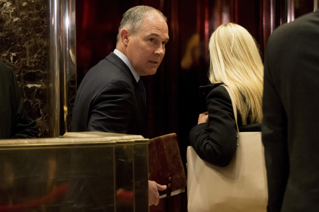 Scott Pruitt arrives at Trump Tower in New York Wednesday